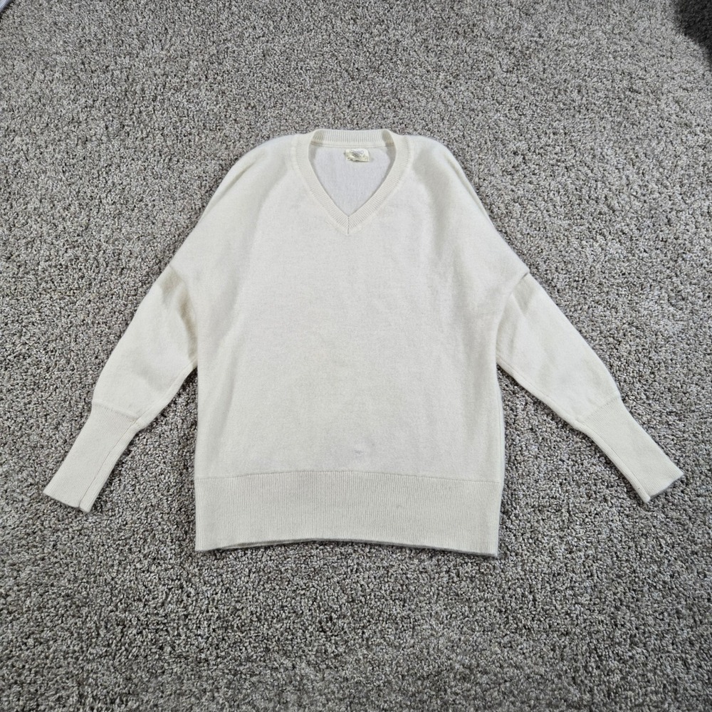 Sigrid Olsen Vintage 100% Cashmere V-Neck Sweater - Ivory/Cream - XS -‎ REPAIRED